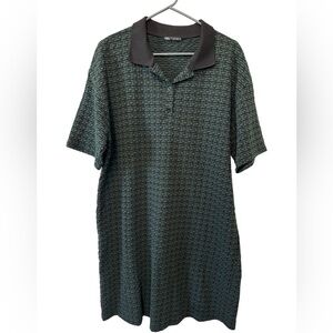 Zara Women’s Jacquard Polo Short Sleeve  Pullover Dress Green/Black Size Medium